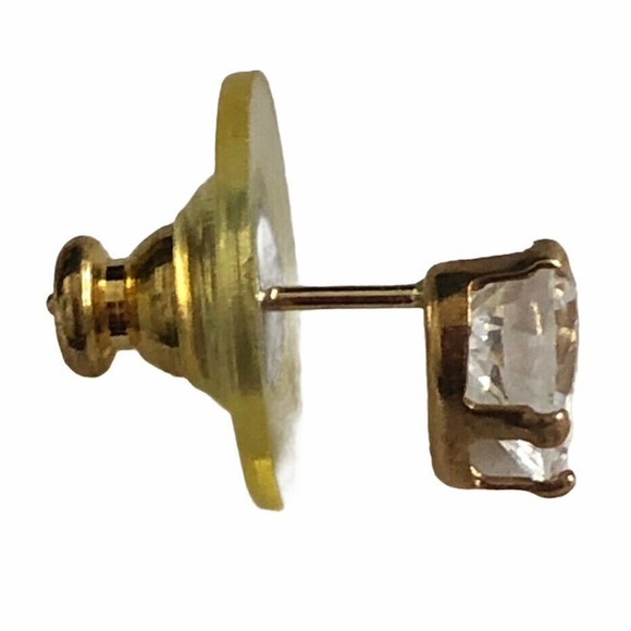 10k gold earring studs Prong set Heart cz stones - Picture 6 of 12